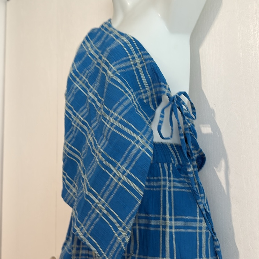 Free People So Sublim Set Short w/Pockets Asymmetric Top Plaid Summer Beach L - Picture 7 of 15
